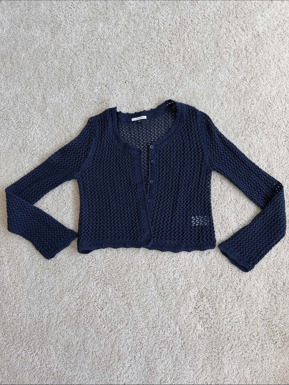 American Eagle Navy Open Weave knit sweater